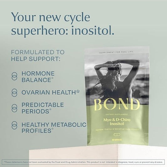 BOND Myo-Inositol & D-Chiro Inositol Supplement B8 Inositol 90 Vegan 30-Day Supply