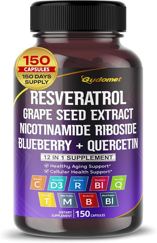 Trans-Resveratrol Grape Seed Extract Nicotinamide Riboside 150 Capsules-