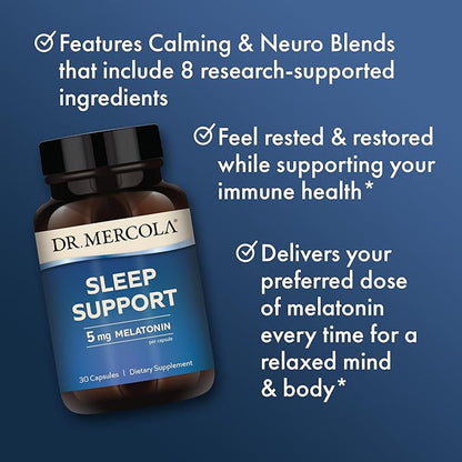 Dr. Mercola Sleep Support with Melatonin, 5 mg 30 Servings (30 Capsules),