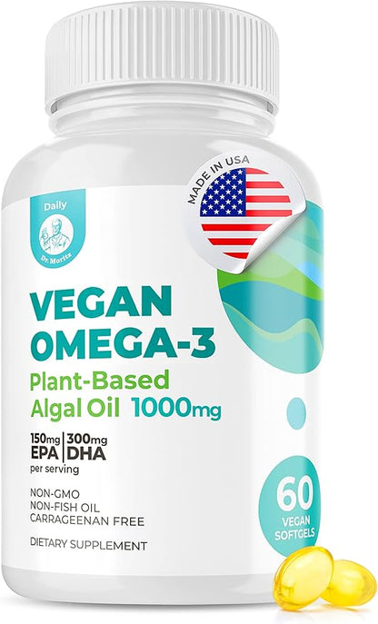 DR. MORITZ Vegan Omega 3 DHA Omega-3 Fatty 1000mg - (60 Count 1))