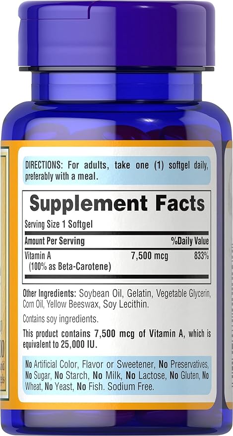 Puritan's Pride Beta Carotene for Immune 100 Softgels