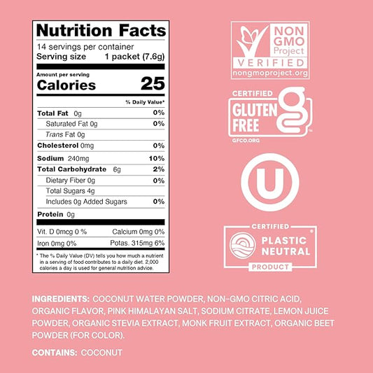 Cure Hydration | Plant-Based Electrolyte Drink Mix | No Added Sugar | FSA & HSA | Dehydration Relief Powder Made with Coconut Water | Non-GMO | Vegan | Pouch of 14 Packets - Strawberry Kiwi