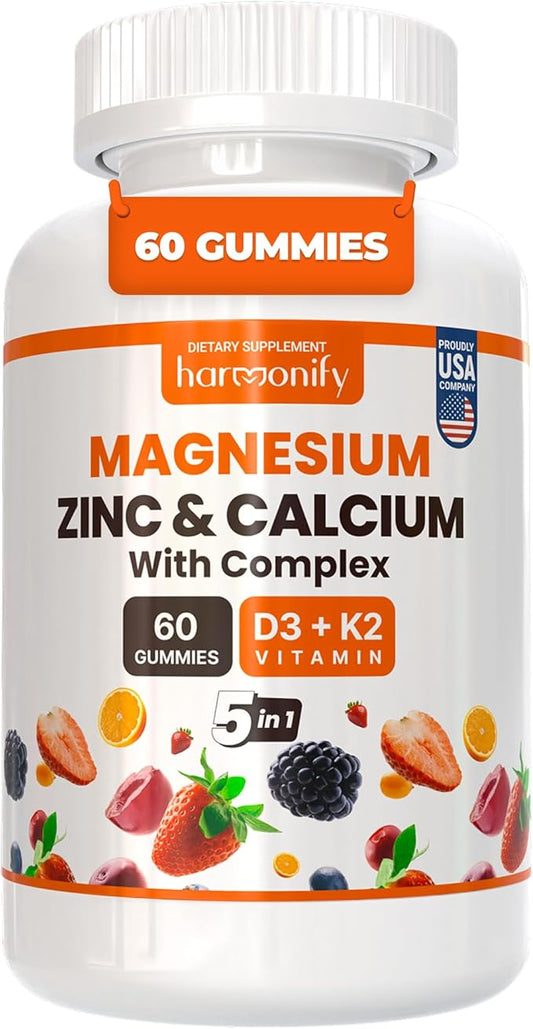 Magnesium Calcium Zinc with Vitamin D3 K2 Gummies, 30 Days