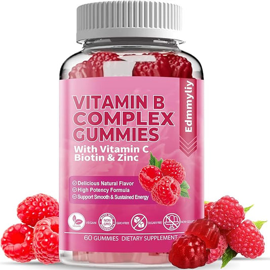 Vitamin B Complex Vegan Gummies B3, B6, B6, Biotin, B9 Folate, B12 with