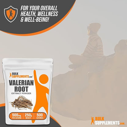 BulkSupplements.com Valerian Root Extract Powder 500mg per 250g (8.8 (8.8 oz), 1