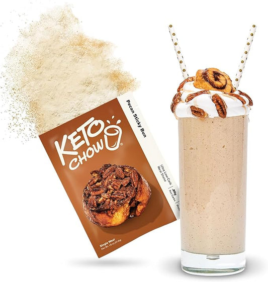 Keto Chow Pecan Sticky Bun | Keto Meal Replacement Shake Powder | Nutritionally Complete Keto Food | Low Carb Keto Meals | Delicious Easy Meal Substitute Drink | Protein Rich You Choose The Fat | Single Meal Sample