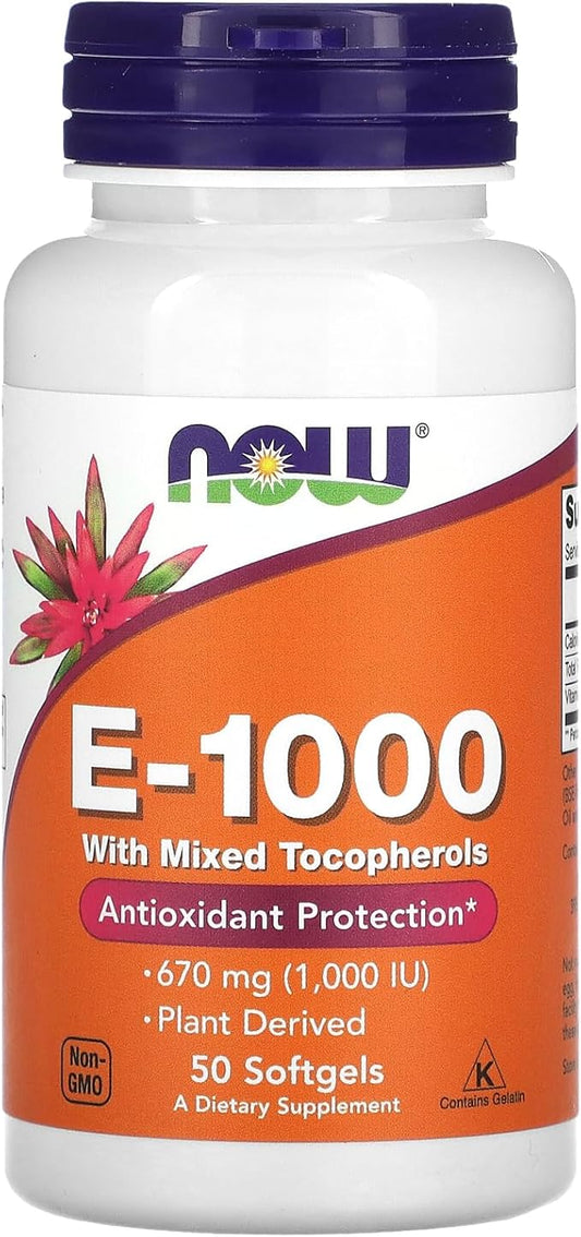 NOW Supplements, Vitamin E-1,000 IU Mixed 50 Softgels