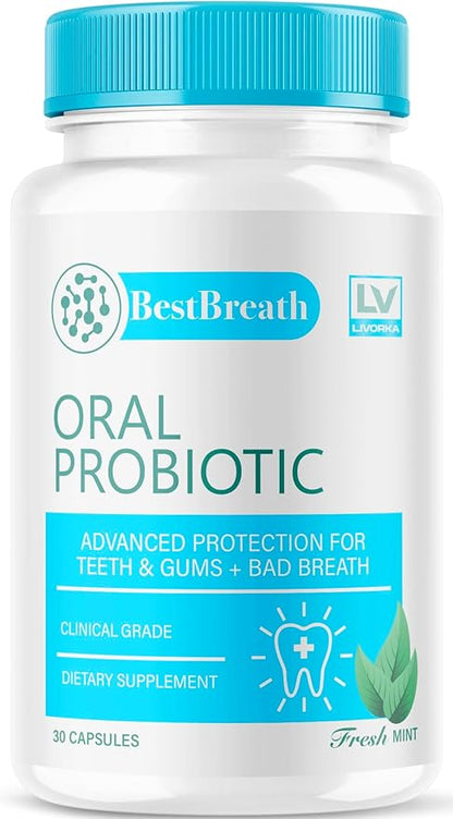 1 Pack - Best Breath - Best Breath Oral Probiotic, Best Breath Probiotic, Best Breath Pills, BestBreath, Best Breathe 30 Capsules For 1 Month, Best Breath Oral Probiotics For Mounth Bad Breath.