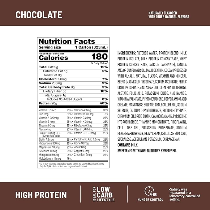 SlimFast Protein Shake, Chocolate- 20g Protein, 24 Vitamins 11 Fl 12)