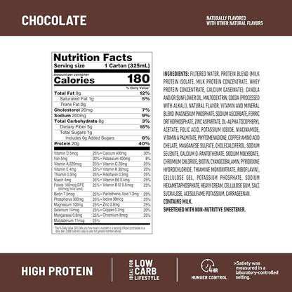 SlimFast Protein Shake, Chocolate- 20g Protein, 24 Vitamins 11 Fl 12)