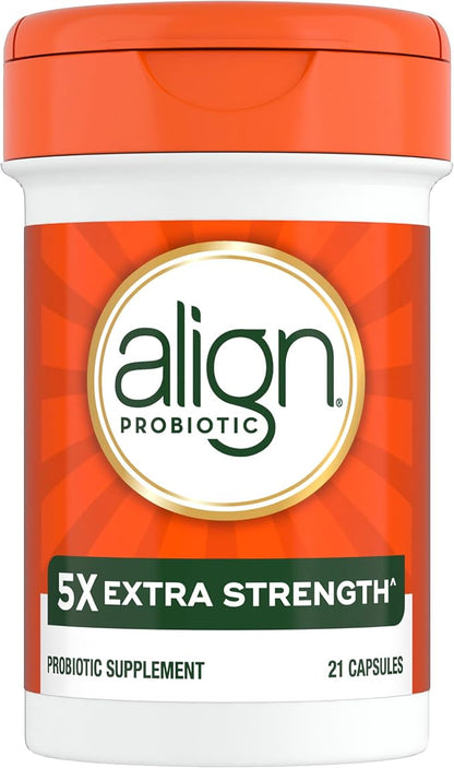 Align Probiotic Extra Strength, Probiotics for Women and Men, #1 Doctor Recommended Brand‡, 5X More Good Bacteria^ to Help Support a Healthy Digestive System*, 21 Capsules (Packaging May Vary)