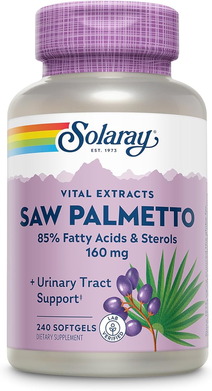 SOLARAY Saw Palmetto Extract 136 mg 60-Day Money-Back (240 Servings, 240 Softgels)