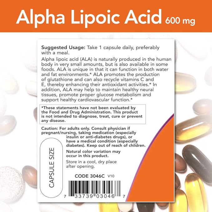 NOW Supplements, Alpha Lipoic Acid 600 60 Count 1)