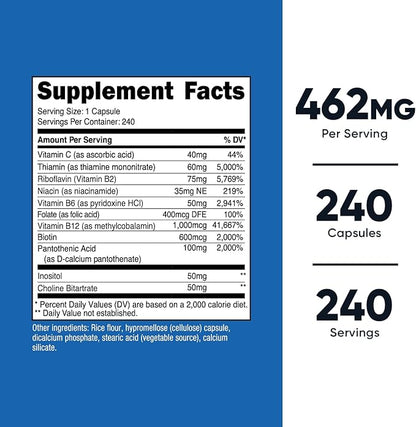 Nutricost Vitamin B Complex 460mg, 240 Capsules