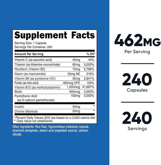 Nutricost Vitamin B Complex 460mg, 240 Capsules