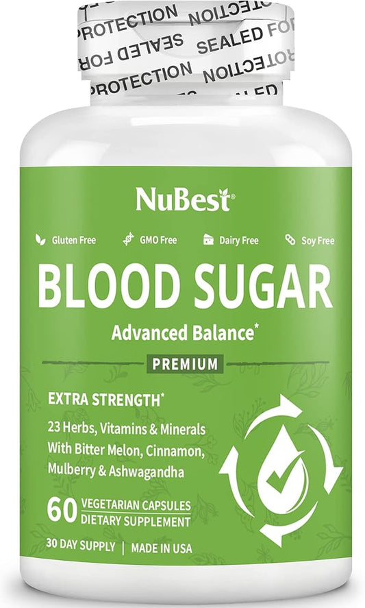 NuBest Blood Sugar - Advanced Formula with Bitter Melon, Ashwagandha, Cinnamon, Chromium, Magnesium, Vitamins, Alpha Lipoic Acid, Cayenne Pepper & More - Pack 1