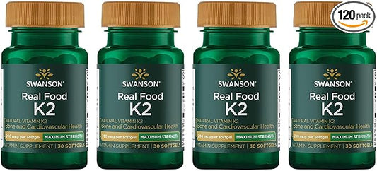 Swanson Maximum Strength Vitamin K2 (Menaquinone-7)-Vitamin (30 Softgels, 200mcg Each) 4 Pack