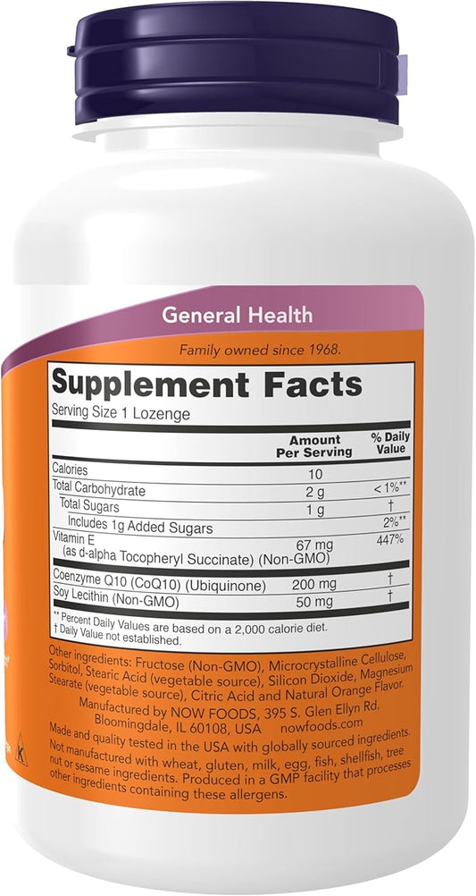 NOW Supplements, CoQ10 200 mg, Pharmaceutical 90 Lozenges