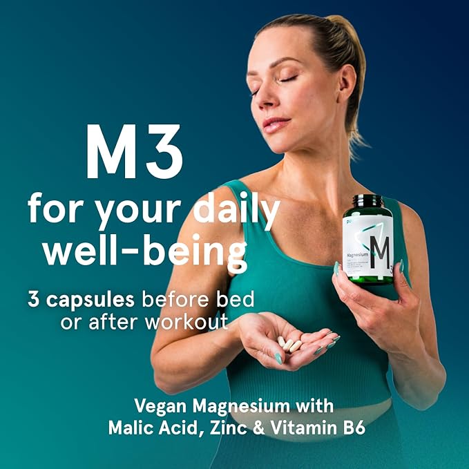 Puori Organic Magnesium Zinc Supplement 300mg - 120 Vegan M3 Complex B6