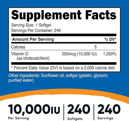 Nutricost Vitamin D3 10,000 IU, 240 (3 Bottles)