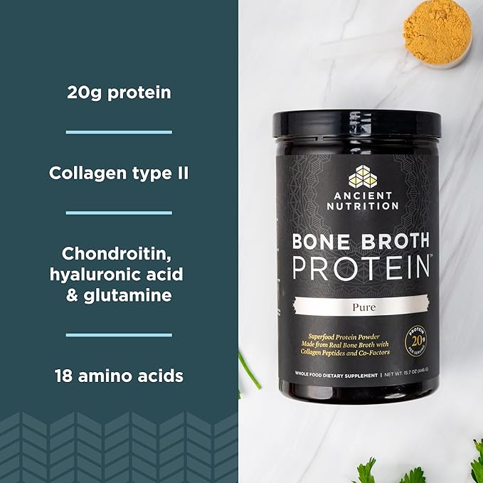 Ancient Nutrition Bone Broth Protein Powder, 20g Protein 40 Servings