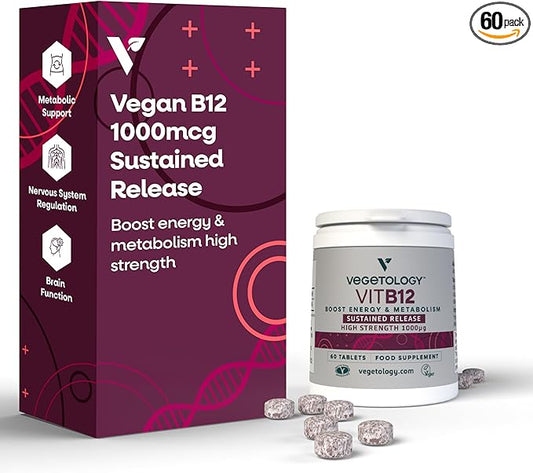 Vitamin B12 Supplements – Vegan B12 Vitamins for Energy Support – VIT B12 Vitamin Supplements for All Ages – Vitamin B12 1000 Mcg (60 Tabs)