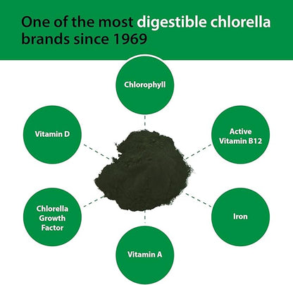 Sun Chlorella Powder Green Algae Superfood Supplement Supports Whole Body Wellness Immune Defense, Gut Health & Natural Energy Boost - Chlorophyll, B12, Protein, Non-GMO - 30 Packets