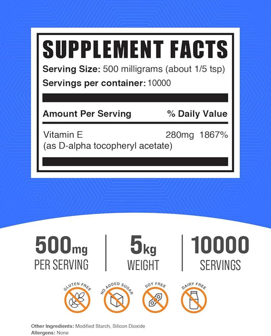 BulkSupplements.com Vitamin E 400 IU Powder 500mg per 5kg (11 (11 lbs) 5)