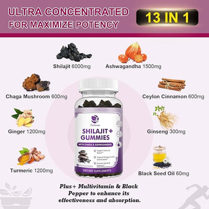 (2 Pack) Shilajit Gummies, Pure Himalayan D3 B12 B12 &
