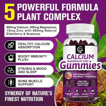 Calcium Magnesium Zinc Gummies with High D3 -