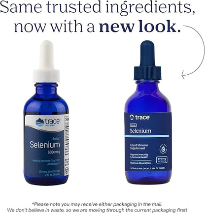 Trace Minerals | Liquid Ionic Selenium 300 mcg Dietary Supplement | Antioxidant, Supports Immunity, Thyroid Health | Vegan, Gluten Free, Non-GMO | 2 fl oz (1 pack), 48 servings