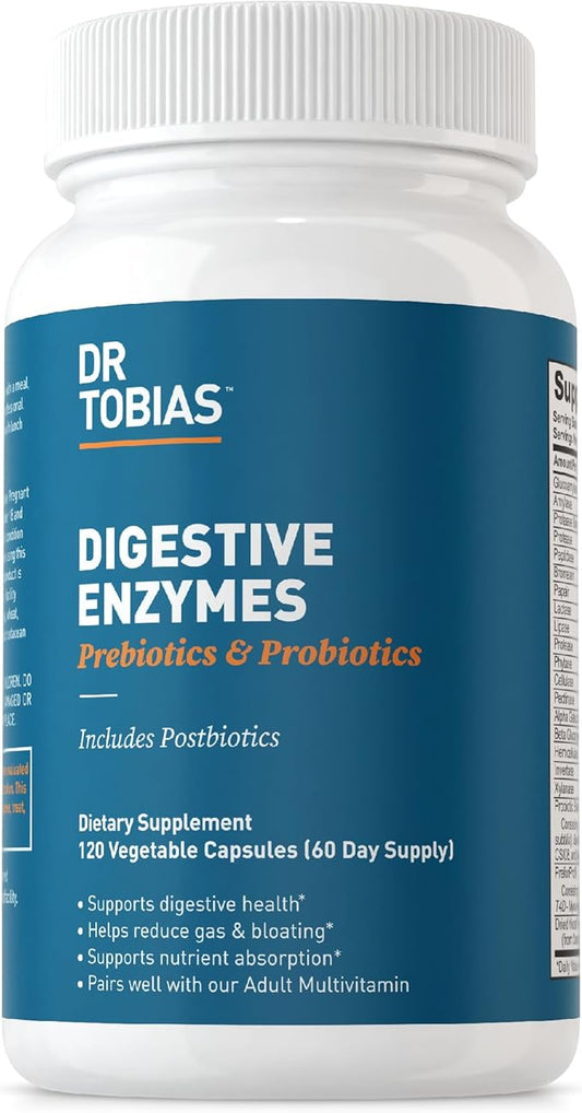 Dr. Tobias Digestive Enzymes with Probiotics, 120 Capsules 60 Servings (2 Daily)