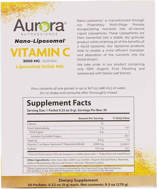 Aurora Nutrascience, Nano-Liposomal Vitamin C, Vitamin 3,000 mg