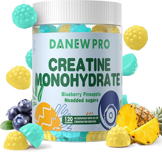 Creatine Monohydrate Gummies 5000mg for Men & Women, Creatine Monohydrate for Muscle Strength, Muscle Builder, Energy Boost, Pre-Workout Supplement(120 Count)-Blueberry Pineapple Flavor.