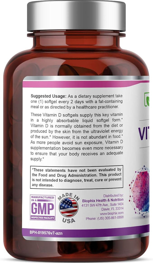 biophix Vitamin D-3 10000 IU 380 Softgels K2