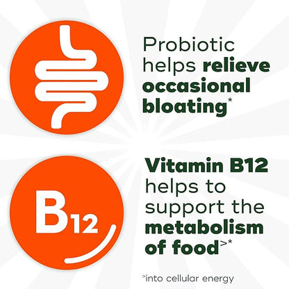 Align Probiotic, Bloating Relief + Food Digestion, Probiotics for Women and Men, Probiotic Helps Soothe Occasional Bloating*, With Vitamin B12 to Help Break Down Food into Cellular Energy*,60 Gummies
