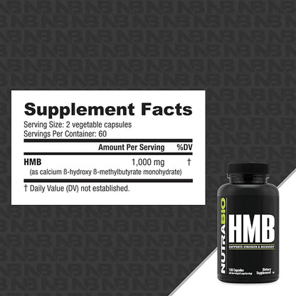 NutraBio HMB 1000mg- 120 Capsules