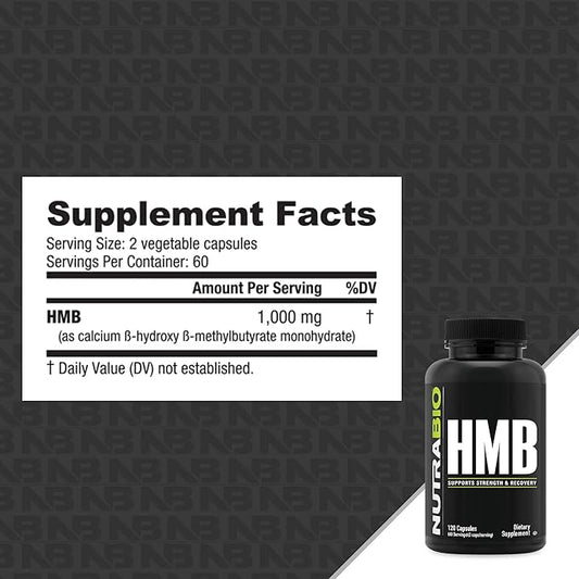 NutraBio HMB 1000mg- 120 Capsules