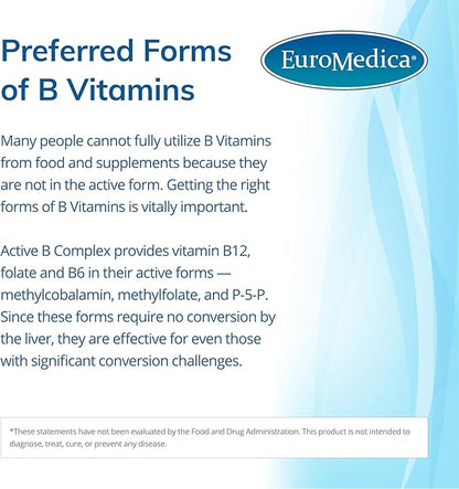 Euromedica Active B Complex 60 Capsules B12, Folate B6 - 60 Servings