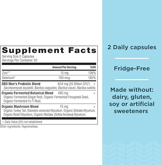 Probiotics for Men by Ancient Nutrition, SBO Probiotics Men's 60 Ct, for Gut Health, Digestive and Immune Support, Boosts Muscle Mass and Fat Metabolism, 25 Billion CFUs* Per Serving