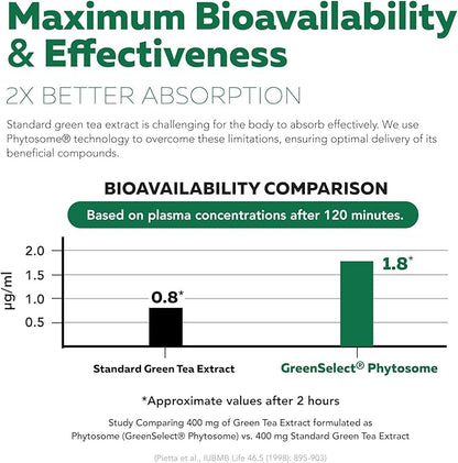 SoActive Green Tea™ Extract - Clinically Studied Green Tea Phytosome - Up to 200% Better Absorption & Bioavailability - Clinically Validated Dose - Supports Metabolism & Weight Management - 60 Caps
