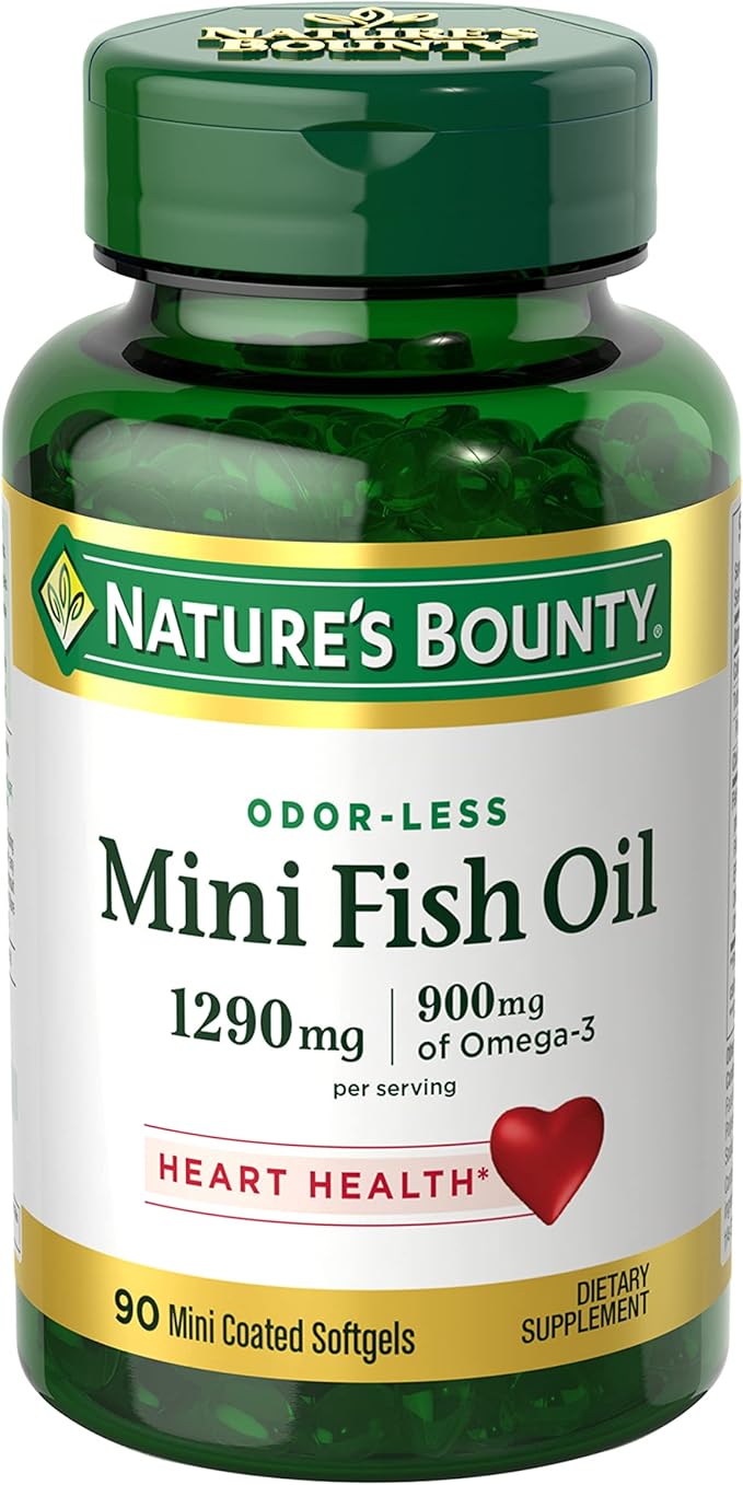 Nature's Bounty Mini Fish Oil Softgels 1290 mg, Omega-3, Supports 90 Mini