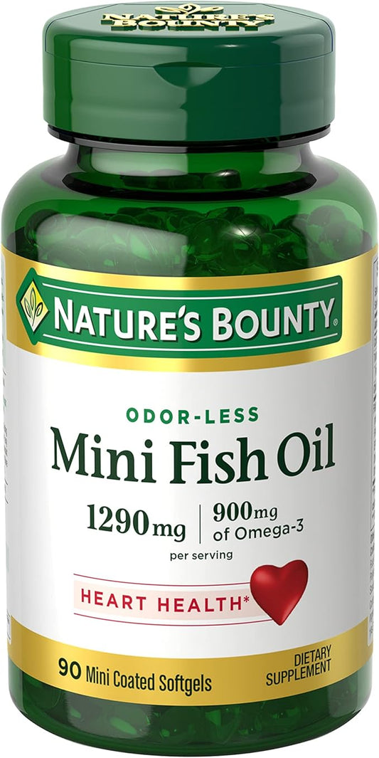 Nature's Bounty Mini Fish Oil Softgels 1290 mg, Omega-3, Supports 90 Mini
