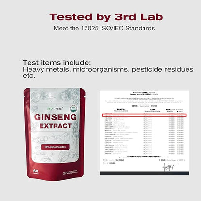 ECO-TASTE Ginseng Root Extract Powder-Korean Panax 10% Ginsenosides, 60g (60 (60 Servings)