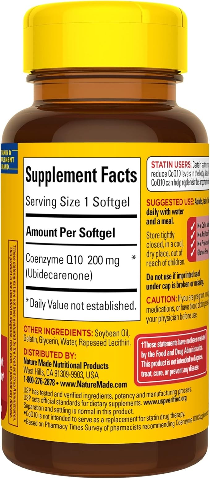 Nature Made CoQ10 200mg, Dietary Supplement 40 Softgels, 40 Day
