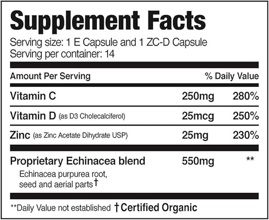 EZC Pak 5-Day Immune System Booster with Echinacea, Vitamin C, Zinc & Vitamin D - Tapered Immune Support Supplement for Adults - Supports Immunity, Easy Travel-Size Supplement Pack