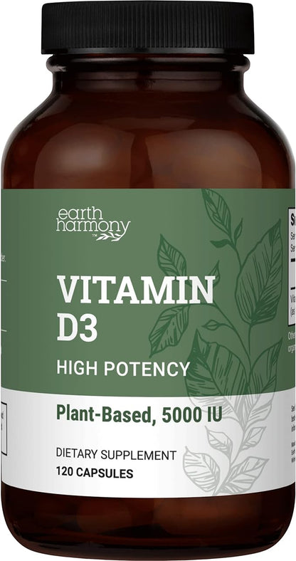 Vegan Vitamin D3 5000 iu Supplement D3 Vitamin 5000 iu 5000 iu 120 Capsules, 4-Month Supply D3