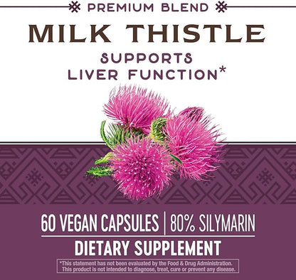 Nature's Way Milk Thistle, Supports Liver 175 mg 80% Silymarin 60 Capsules