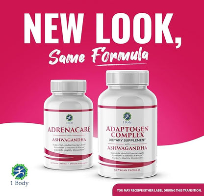 1 Body Ashwagandha Complex Supplement 120 Vegan