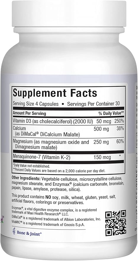 500 mg Calcium Supplement with Vitamin D3 (2000 (2000 IU), (250 mg) K2 (150 (150 mcg) 120 Capsules